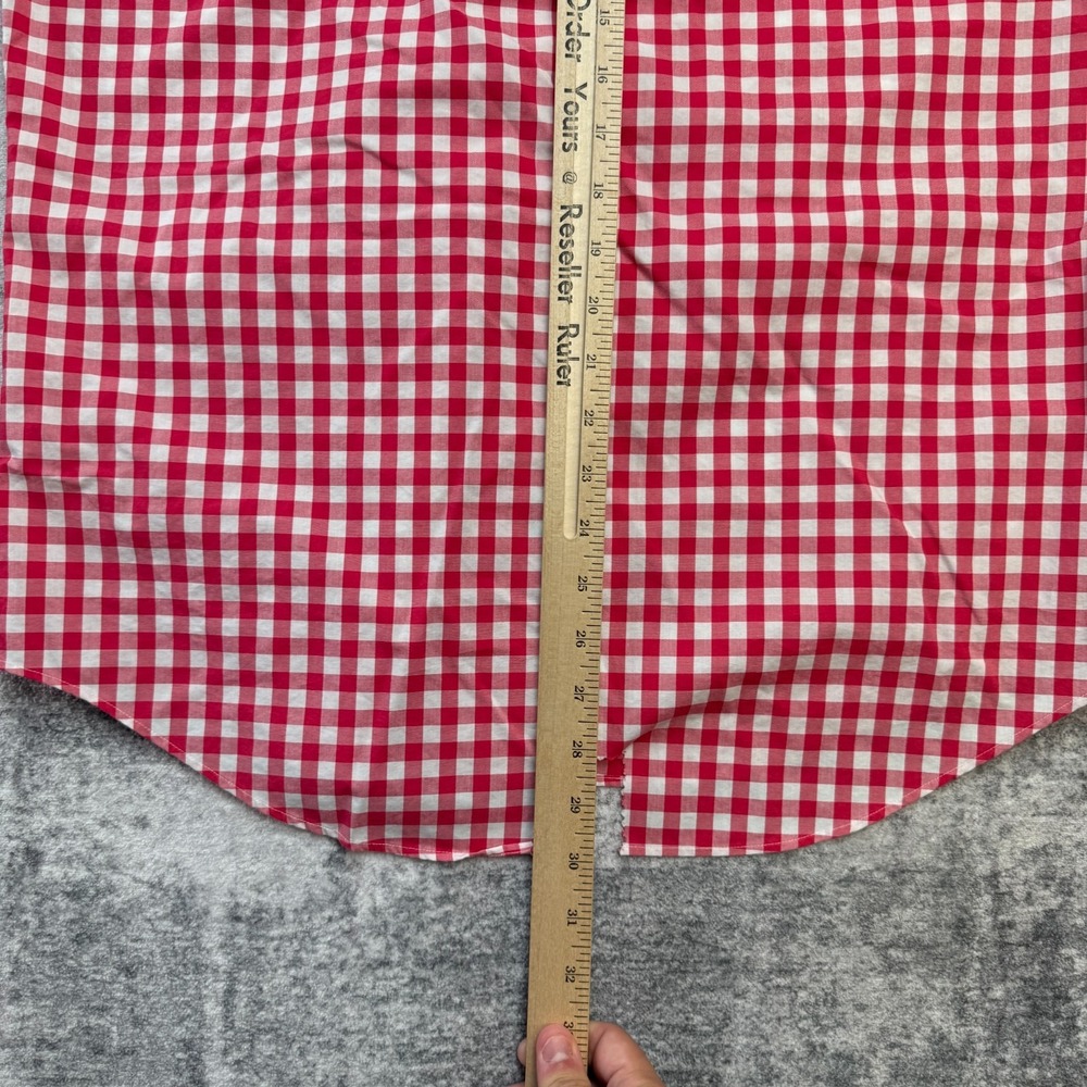 Polo Ralph Lauren Shirt Mens Medium Red White Gingham Check Non Iron Poplin READ - Picture 10 of 11